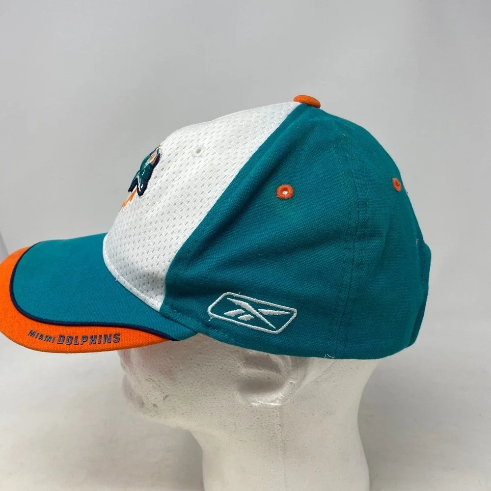 Miami Dolphins NFL Equipment Reebok Hat Adjustable‎ Teal Orange White Mesh Cap